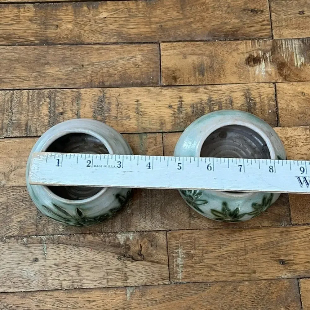 Malahide Pottery 2 in Tea Light Candle Holders (2) Leaf Design Cut Out Matte
